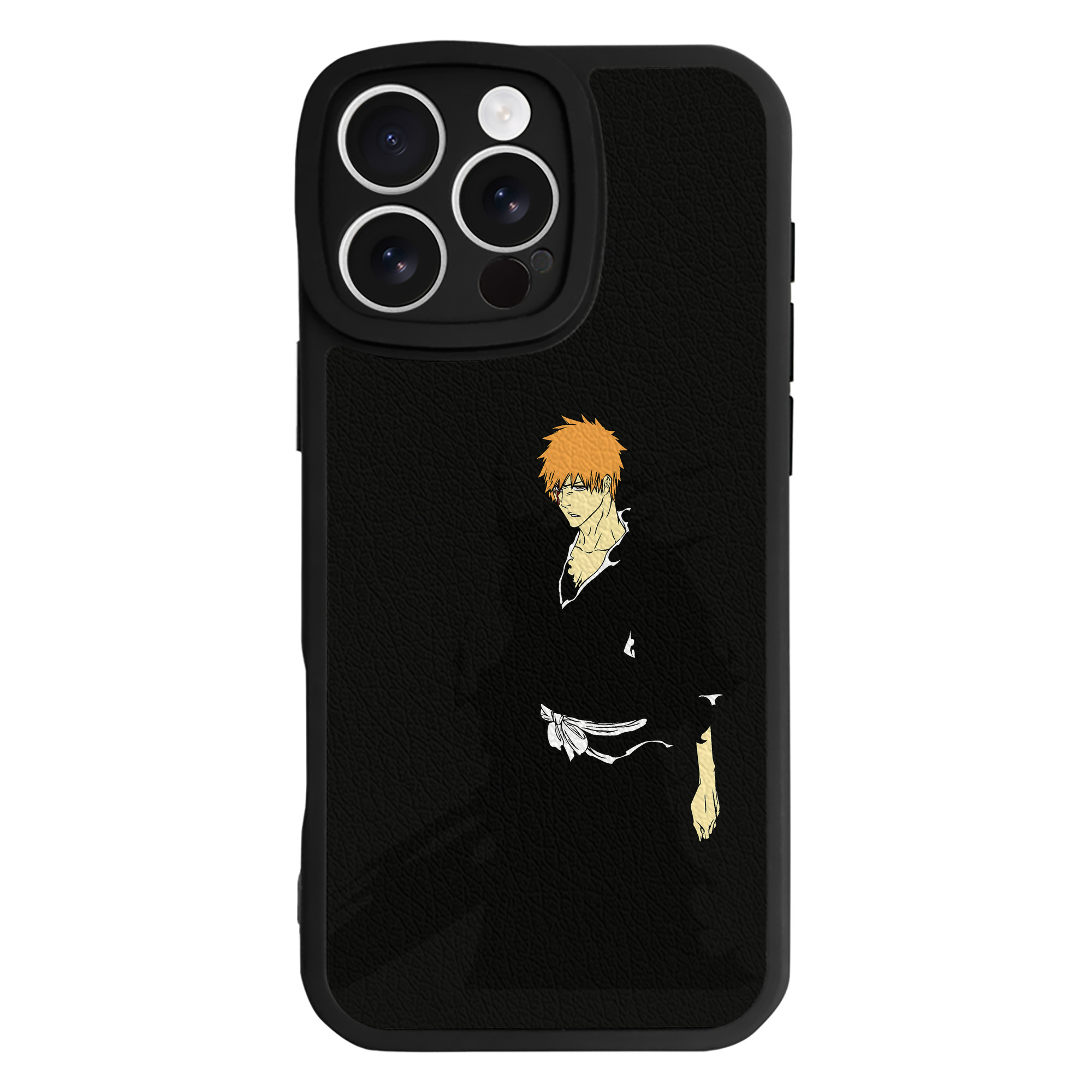 （画像用） ブリーチ 黒崎一護（くろさき いちご）BLEACH Kurosaki Ichigo 【iPhone 16シリーズ対応】シリコンスマホケース（レザー調） 材質：シリコン